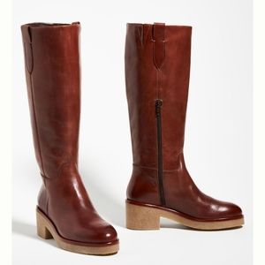 By Anthropologie Brown Crepe Boots, size 38, size 7 (width slightly narrow)